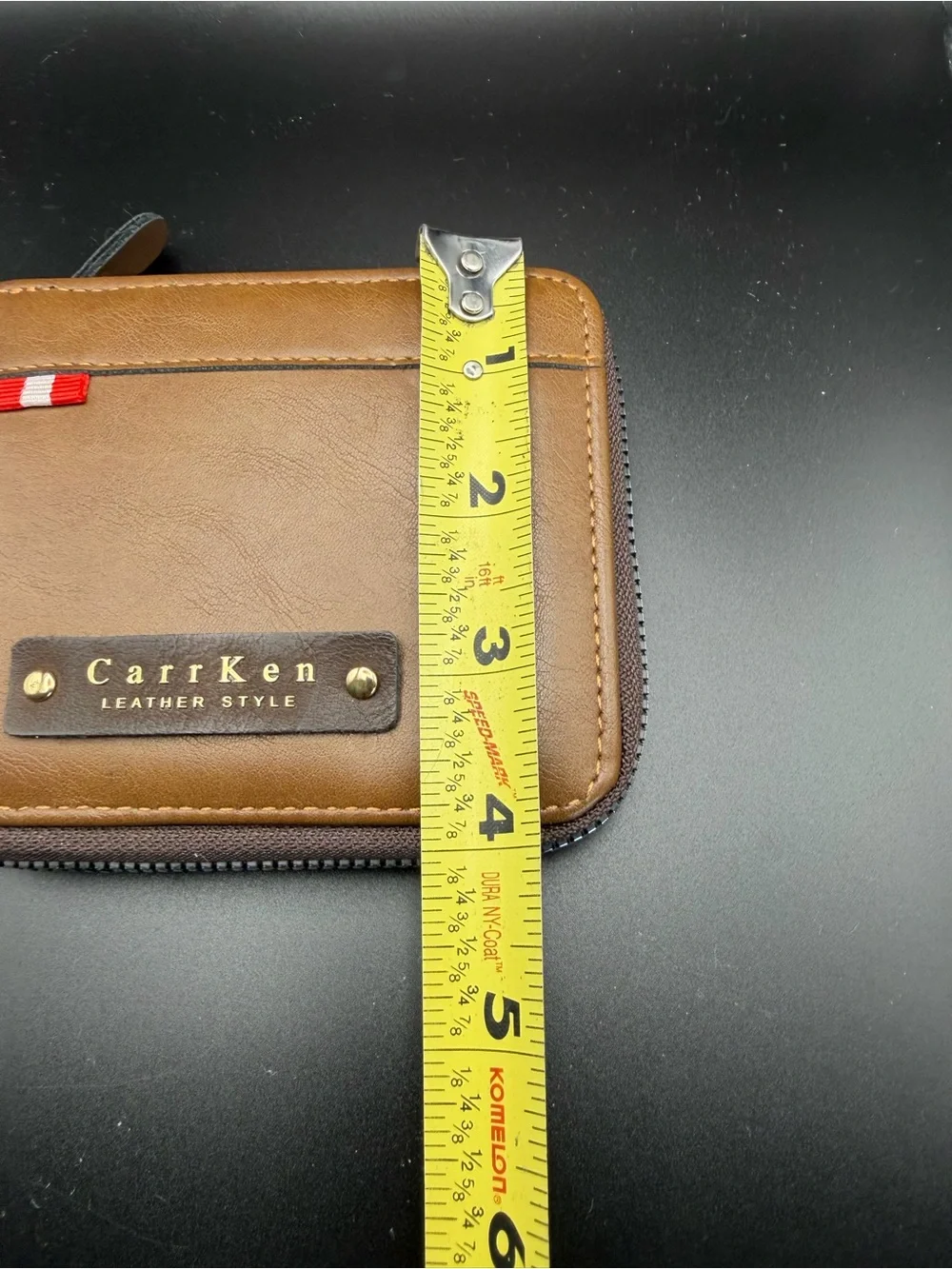 CarrKen Brown Leather Zip Wallet for Men